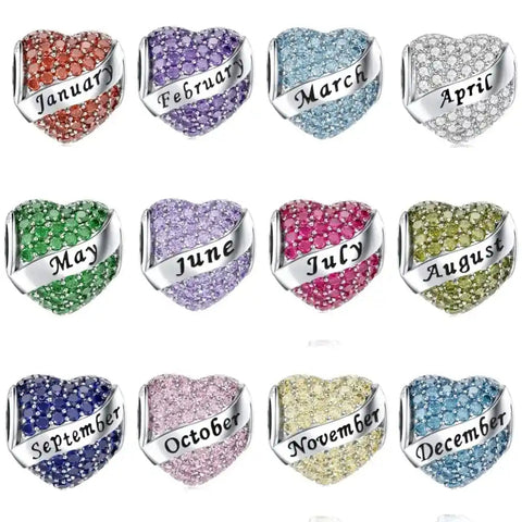 Sparkling Birthstone Heart Charms - Sparkling Birthstone Heart Charms