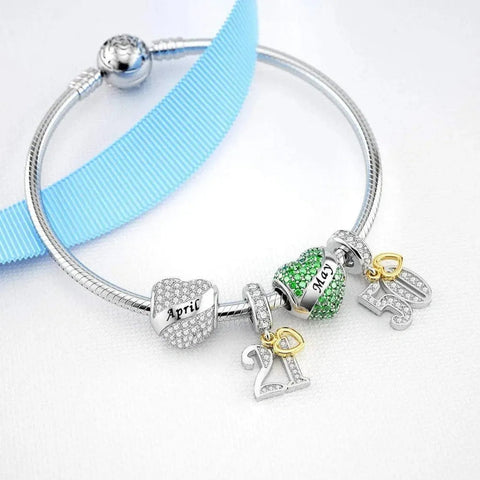 Sparkling Birthstone Heart Charms - Sparkling Birthstone Heart Charms