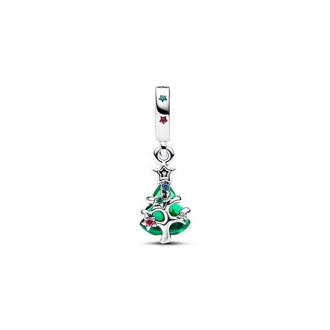 Sparkling Christmas Tree Dangle Charm - Festive Christmas tree dangle charm with sparkle, perfect for holiday jewelry.