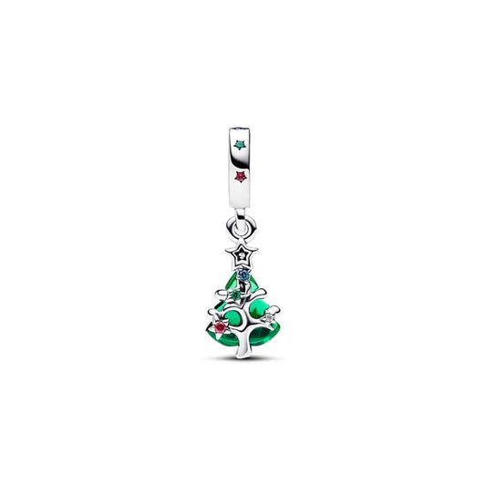 Sparkling Christmas Tree Dangle Charm - Festive Christmas tree dangle charm with sparkle, perfect for holiday jewelry.