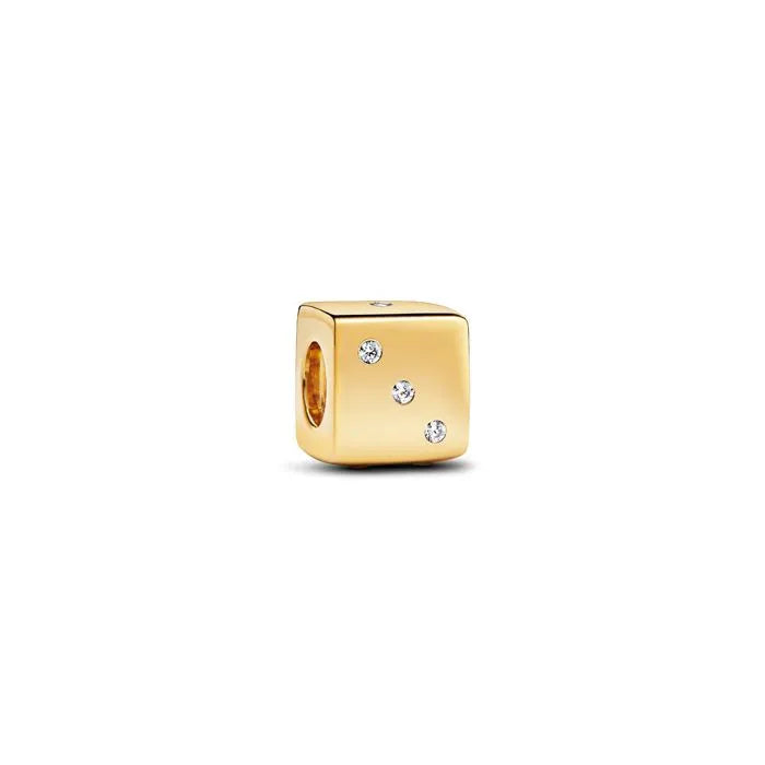 Sparkling Dice Charm Pandora Shine - Shimmering dice charm, adding a playful and lucky touch in Pandora Shine.