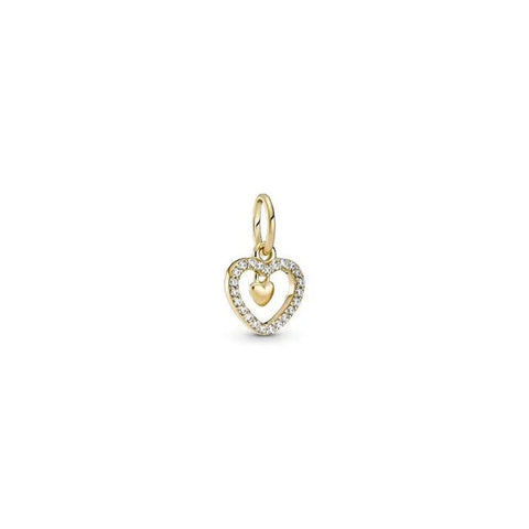 Sparkling Double Heart Dangle Charm - k - Sparkling Double Heart Dangle Charm - k
