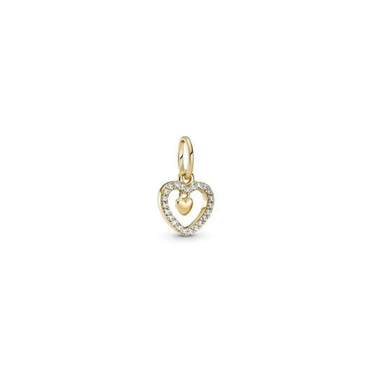 Sparkling Double Heart Dangle Charm - k