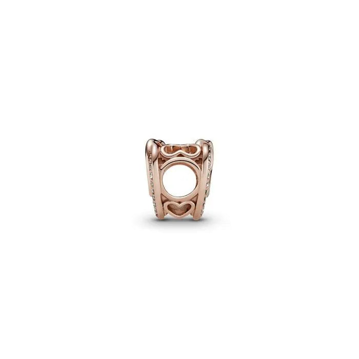 Sparkling Entwined Hearts Charm Pandora Rose - Entwined hearts with sparkle in Pandora Rose, symbolizing eternal love.