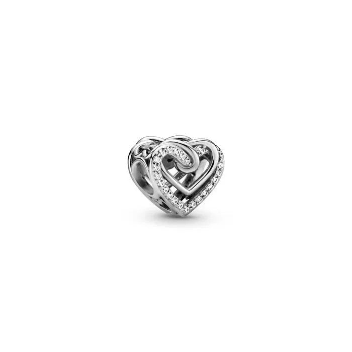 Zodiac entwined hearts charm, a heartfelt addition representing love on charm bracelets