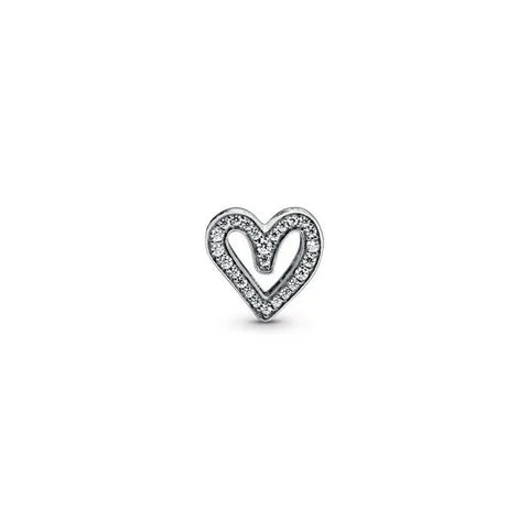 Sparkling Freehand Heart Charm - Elegant freehand heart with sparkle, adding a personal touch to jewelry collections.