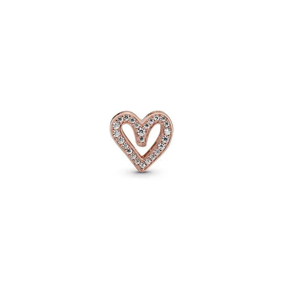 Sparkling Freehand Heart Charm - Pandora Rose - Sparkling Freehand Heart Charm Pandora Rose - Elegant freehand heart charm with sparkle, crafted in Pandora Rose.