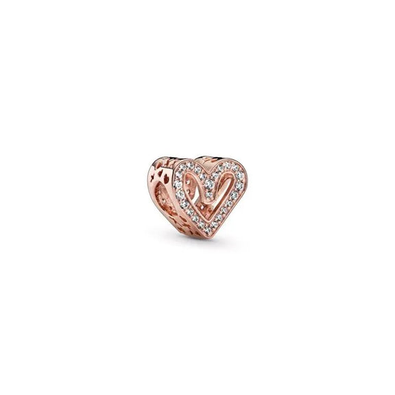 Sparkling Freehand Heart Charm - Pandora Rose - Sparkling Freehand Heart Charm Pandora Rose - Beautiful freehand heart charm in rose finish, perfect for romantic jewelry.