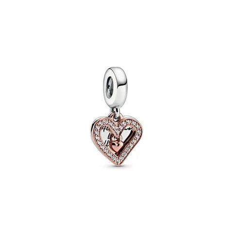 Sparkling Freehand Heart Dangle Charm - Sparkling Freehand Heart Dangle Charm