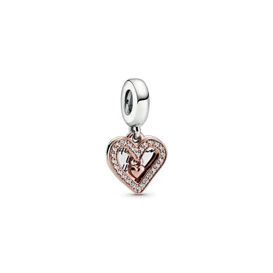 Sparkling Freehand Heart Dangle Charm