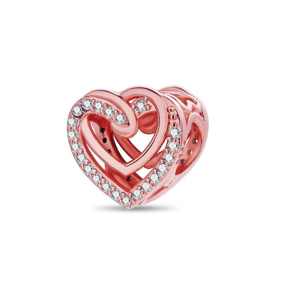 Sparkling Heart Charm with Rose Gold and Crystals - Sparkling heart charm with rose gold and crystals