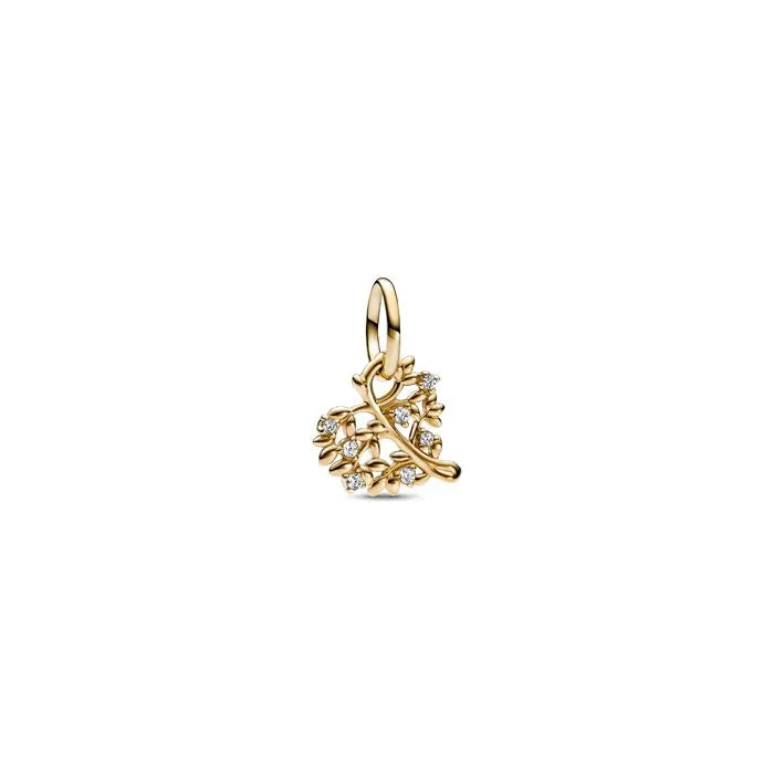 Sparkling Heart Family Tree Dangle Charm 14K - Beautiful 14K family tree heart charm, celebrating family connections.