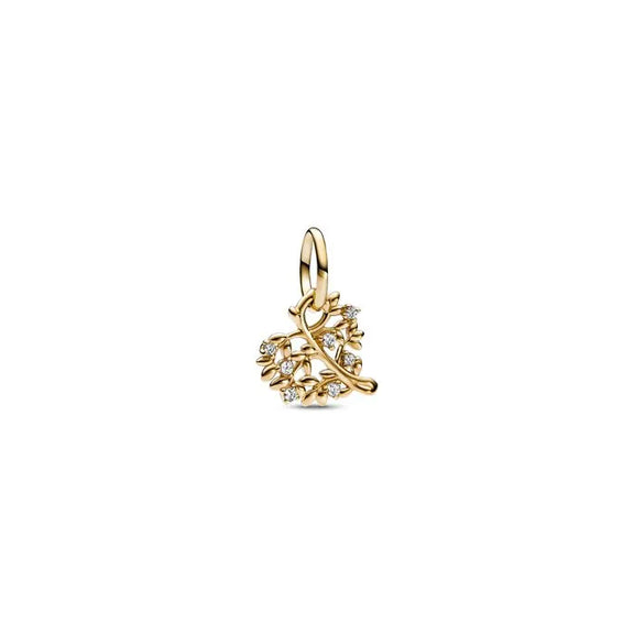 Sparkling Heart & Family Tree Dangle Charm - Sparkling Heart Family Tree Dangle Charm 14K - Beautiful 14K family tree heart charm, celebrating family connections.