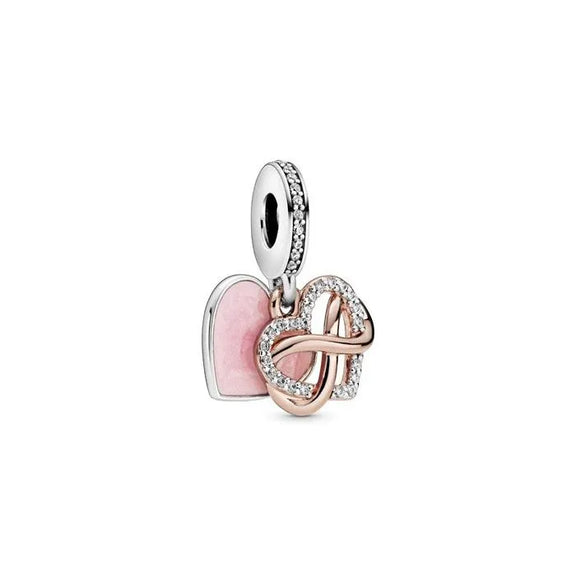 Sparkling Infinity Heart Dangle Charm - PANDORA Rose - Sparkling Infinity Heart Dangle Charm Pandora Rose - Heart and infinity symbol in Pandora Rose, perfect for expressing eternal love.