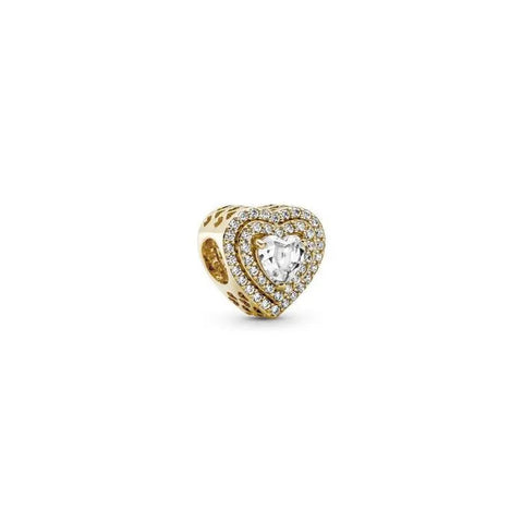 Sparkling Leveled gold plated Hearts Charm - Sparkling Leveled gold plated Hearts Charm