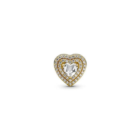 Sparkling Leveled Hearts Charm K - Luxurious heart charm in K gold with leveled sparkle, ideal for special occasions.