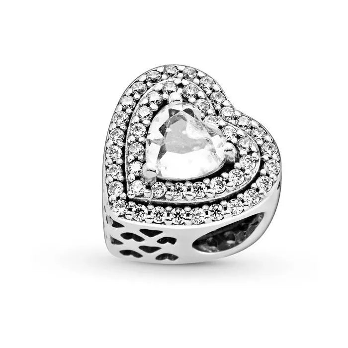 Sparkling Leveled Hearts Charm - Heart charm with leveled sparkle, perfect for adding a touch of romance to jewelry.