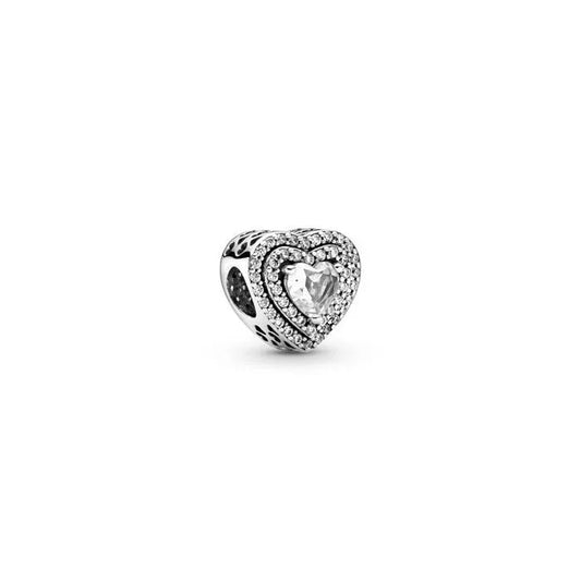 Sparkling Leveled Hearts Charm - Shimmering leveled hearts charm, adding elegance and sophistication to any bracelet.