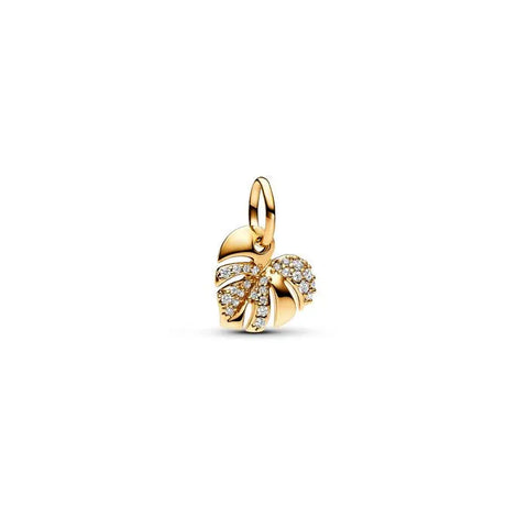 Sparkling Monstera Leaf Dangle Charm