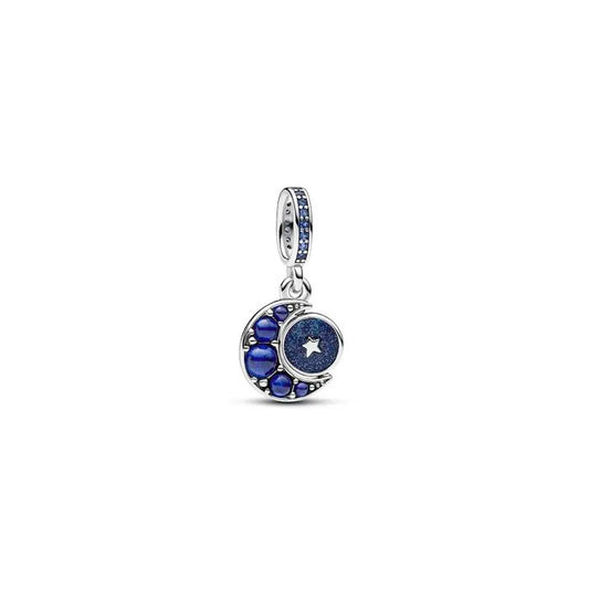Sparkling Moon Spinning Dangle Charm - Shimmering spinning moon dangle, ideal for cosmic-inspired collections.