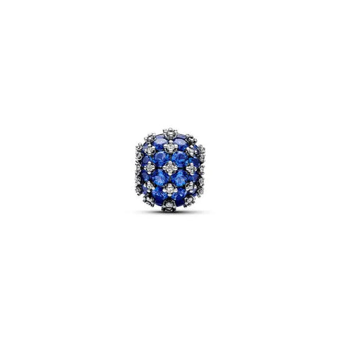 Sparkling Pave Round Blue Charm - Round pave charm in blue, adding a pop of color and sparkle to any bracelet.