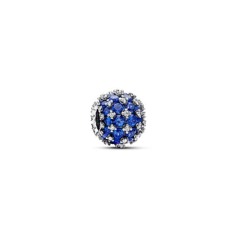 Sparkling Pave Round Blue Charm - Beautiful blue pave round charm, perfect for vibrant, color-themed jewelry.