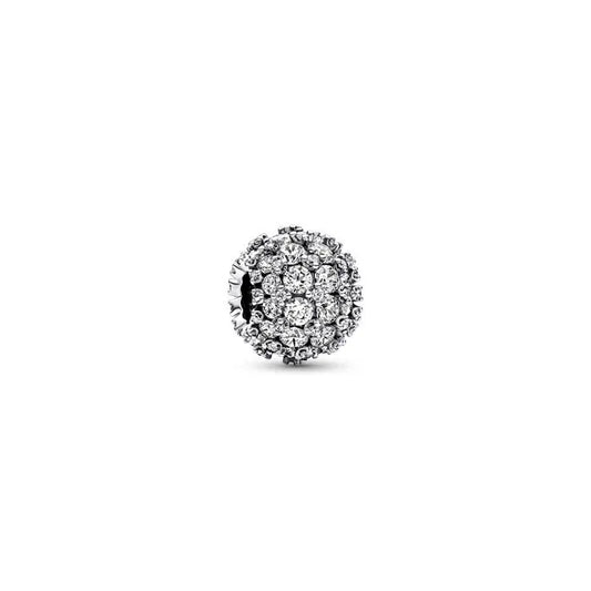 Sparkling Pavé Round Charm - Shimmering round pavé charm, ideal for creating a sophisticated look.