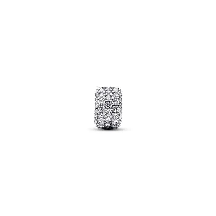 Sparkling Pavé Triple Row Charm - Elegant pavé charm with three rows of sparkle, adding luxurious shine to bracelets.