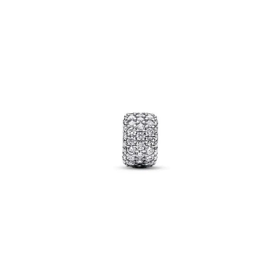 Sparkling Pave Triple-row Charm - Sparkling Pavé Triple Row Charm - Elegant pavé charm with three rows of sparkle, adding luxurious shine to bracelets.