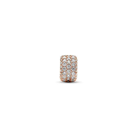Sparkling Pave Triple Row Charm Rose Gold-tone - Triple row pave charm in Rose Gold-tone, adding elegance and sparkle.