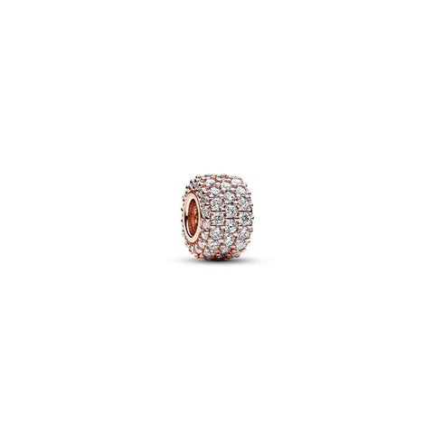 Sparkling Pave Triple Row Charm Rose Gold-tone - Elegant pave charm with three rows of sparkle, crafted in Rose Gold-tone.