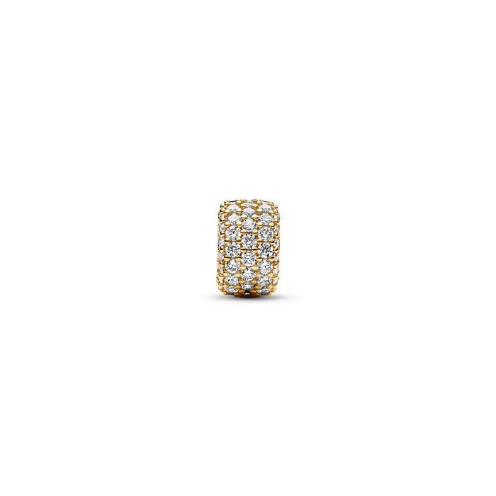 Sparkling Pavé Triple Row Charm Pandora Shine - Elegant pavé charm with three rows of sparkle in Pandora Shine.