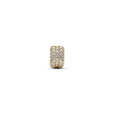 Sparkling Pave Triple Row Charm Pandora Shine - Elegant pave charm with three rows of sparkle in Pandora Shine.