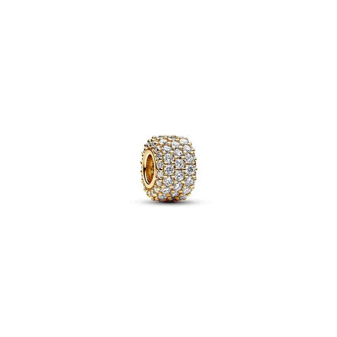 Sparkling Pave Triple Row Charm Pandora Shine - Shimmering triple row pave charm in Pandora Shine, ideal for adding luxury.