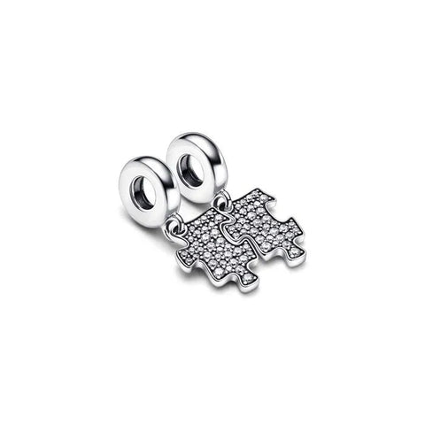 Sparkling Puzzle Piece Dangle Charm - Sparkling Puzzle Piece Dangle Charm