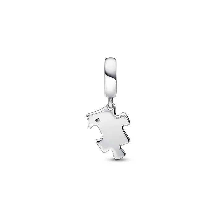 Sparkling Puzzle Piece Dangle Charm - Shimmering puzzle piece charm, a unique addition for celebrating bonds.