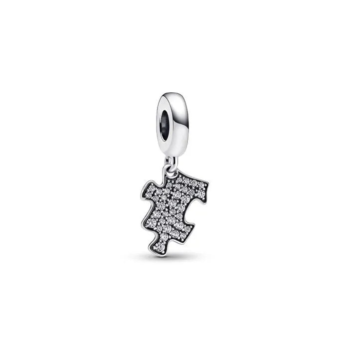 Sparkling Puzzle Piece Dangle Charm - Fun puzzle piece dangle charm with sparkle, ideal for friendship themes.