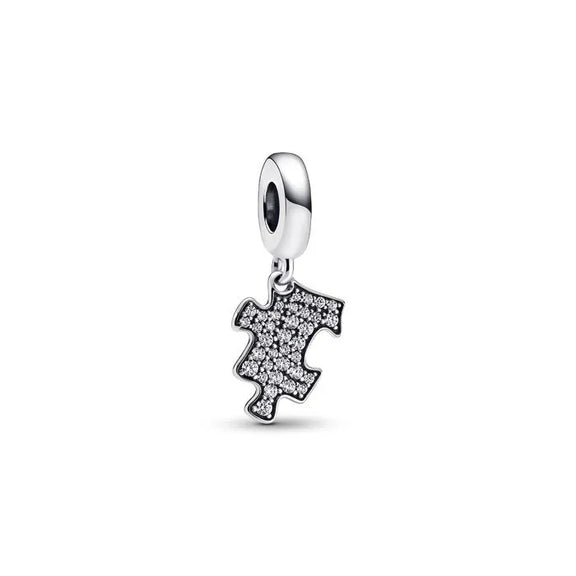 Sparkling Puzzle Piece Dangle Charm - Sparkling Puzzle Piece Dangle Charm - Fun puzzle piece dangle charm with sparkle, ideal for friendship themes.