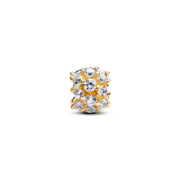 Sparkling Round Charm Pandora Shine - Classic sparkling round charm in Pandora Shine, adding elegance to jewelry.