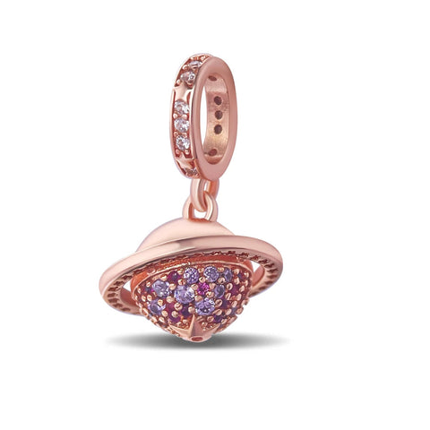 Sparkling Saturn Charm with Crystal Accents - Sparkling Saturn Charm with Crystal Accents