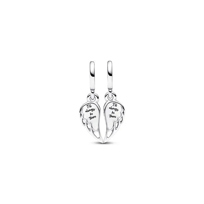 Sparkling Splitable Angel Wings Dangle Charm - Angel wings charm that splits into two, symbolizing love and protection.