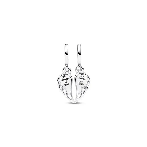 Sparkling Splitable Angel Wings Dangle Charm - Sparkling Splitable Angel Wings Dangle Charm - Angel wings charm that splits into two, symbolizing love and protection.