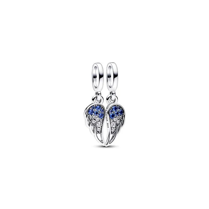 Sparkling Splitable Angel Wings Dangle Charm - Splittable angel wings dangle, a meaningful charm for sharing.