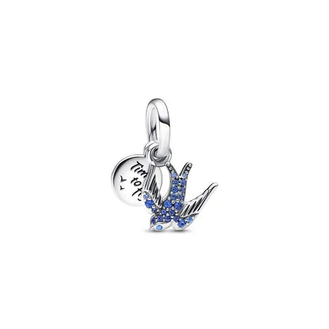 Sparkling Swallow & Quote Double Dangle Charm