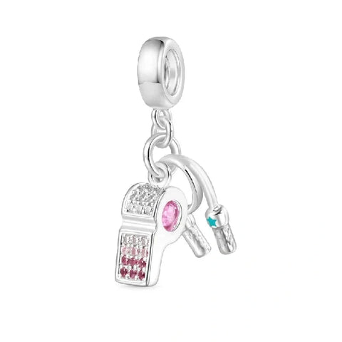 Sparkling Whistle Sports Dangle Charm - jewlouli sparkling-whistle-sports-dangle-pandora-charm-jewelry fits pandora bracelet