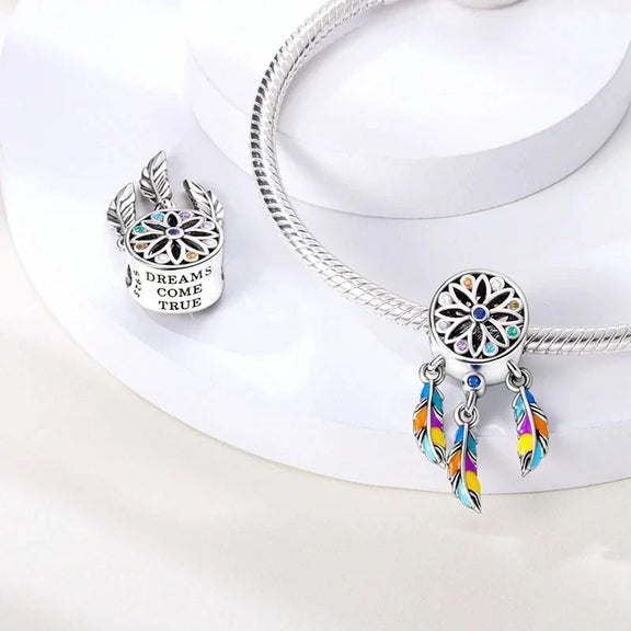 Spiritual Dream Catcher Charm - spiritual-dream-catcher-charm fits Pandora bracelet charm affordable Jewelry