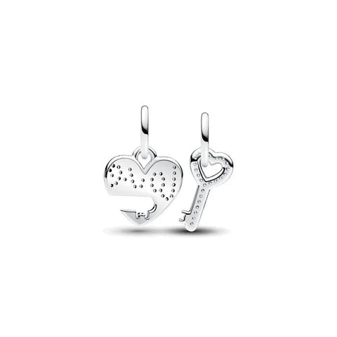 Splittable Heart & Key Dangle Charm - Splittable Heart & Key Dangle Charm