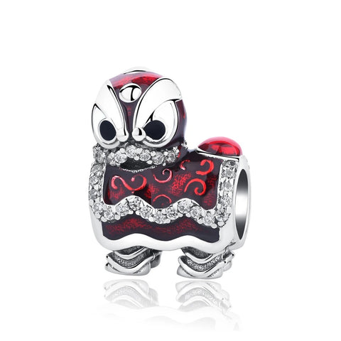 Spooky Ghost Figure Red Enamel & Crystal Charm - A silver-tone charm in the shape of a skeletal ghost figure wearing a dark red enamel gown with swirling details and clear crystal-studded trim, shown on a white background.