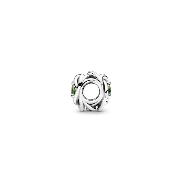 Spring Green Eternity Circle Charm August - Green birthstone charm for August, representing growth and prosperity.