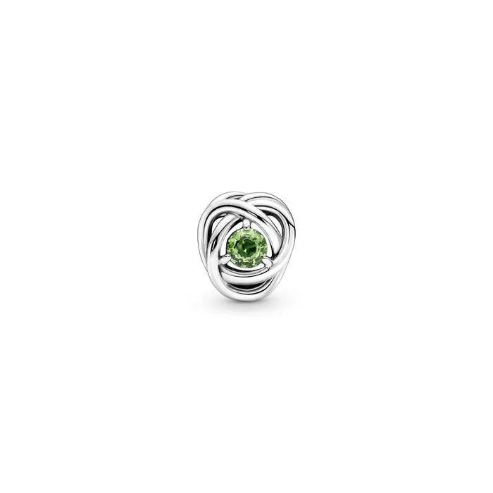 Spring Green Eternity Circle Charm August - Beautiful green eternity circle for August, symbolizing everlasting life.